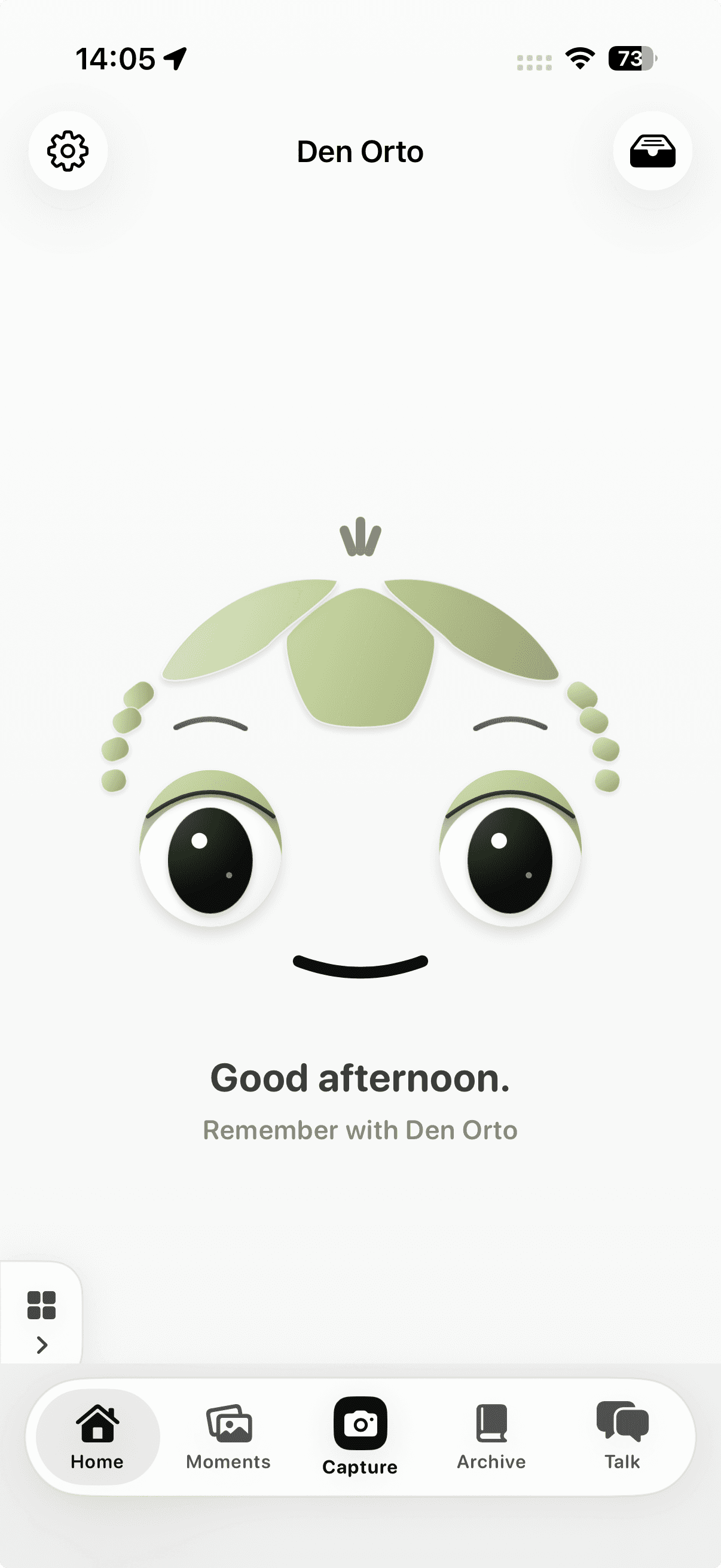 Posimo home screen with the turtle face on a phone
