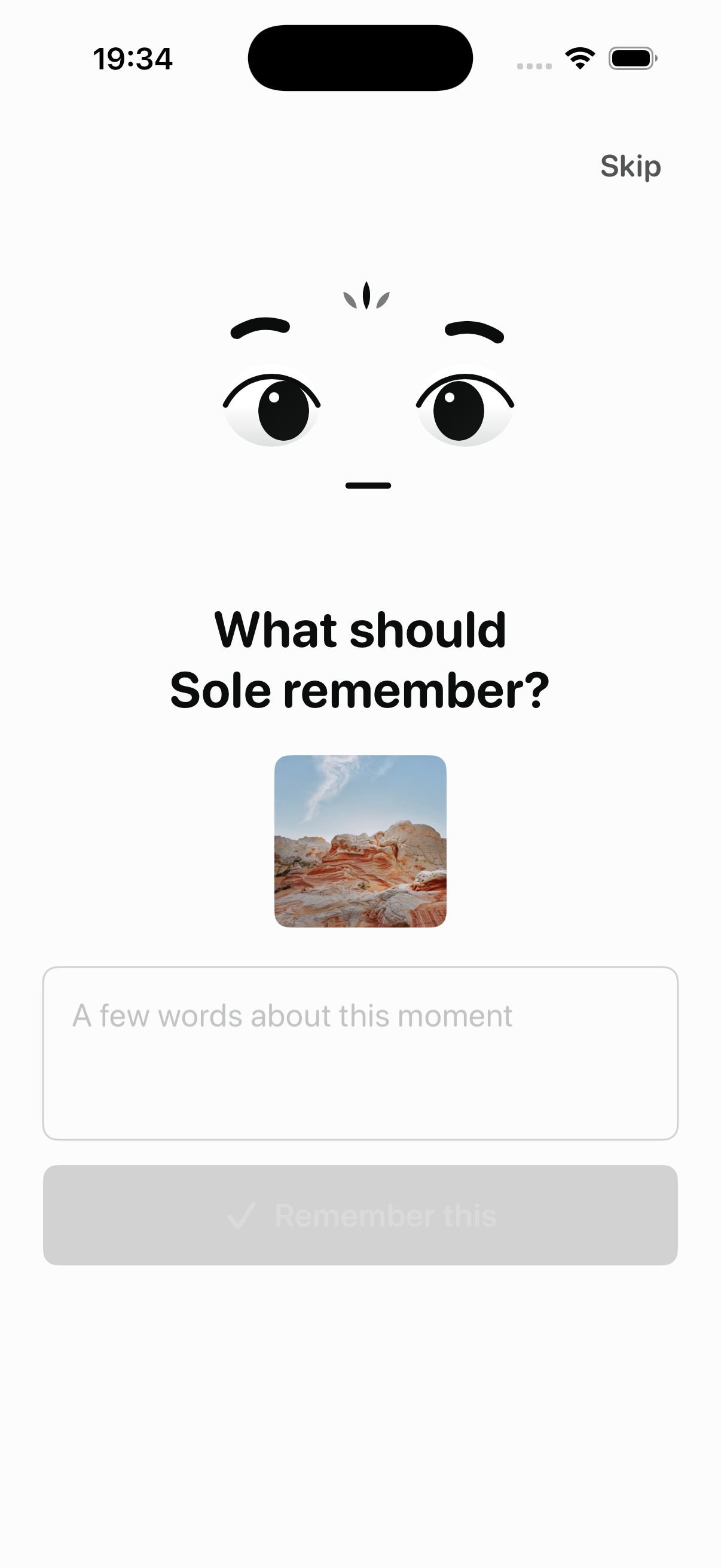Posimo screen for adding meaning to a captured moment