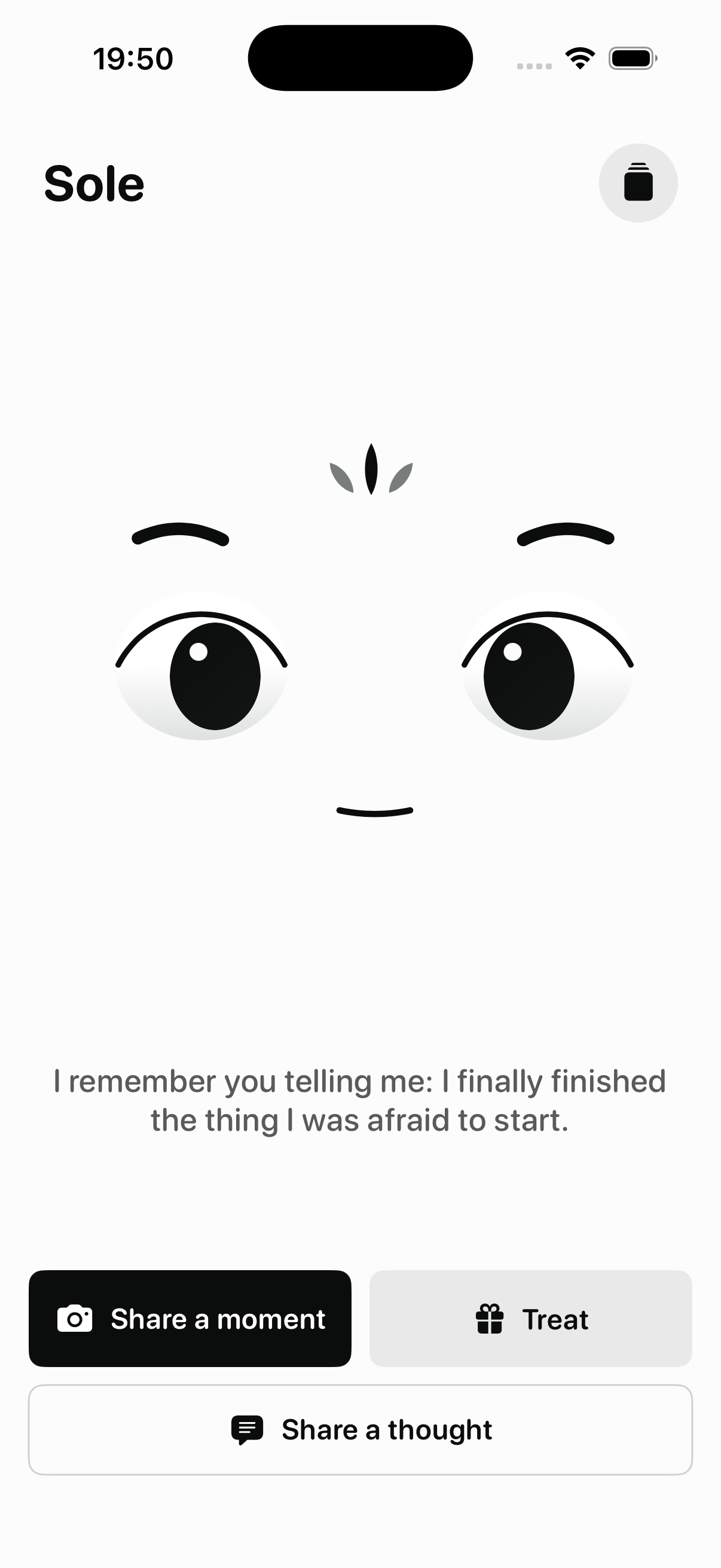 Posimo recalling an earlier memory in the app