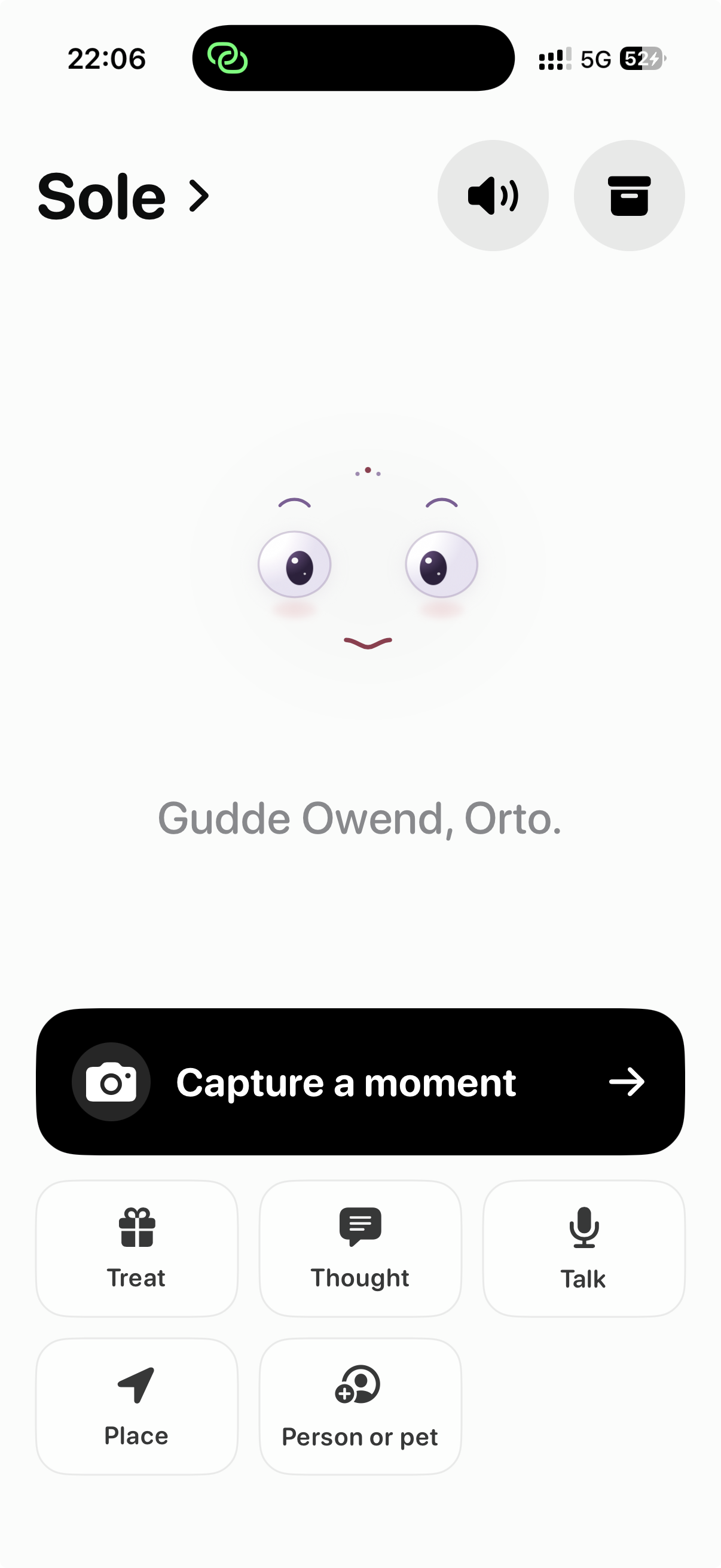 Current Posimo home screen on iOS